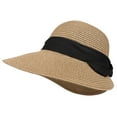 thumbnail image 2 of yunLXY Under $5 Brown Womens Sun Straw Hat Wide Brim UPF 80 Summer Hat Foldable Packable Floppy Beach Hats for Women, 2 of 4