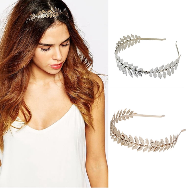 TINYSOME Golden Silver Elegant Leaves Headband Model Show 