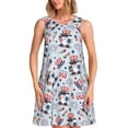 thumbnail image 1 of Balery I Love USA Vestidos de verano para mujer con estampado: vestido holgado sin mangas, vestido playero informal y cómodo para días calurosos., 1 of 7