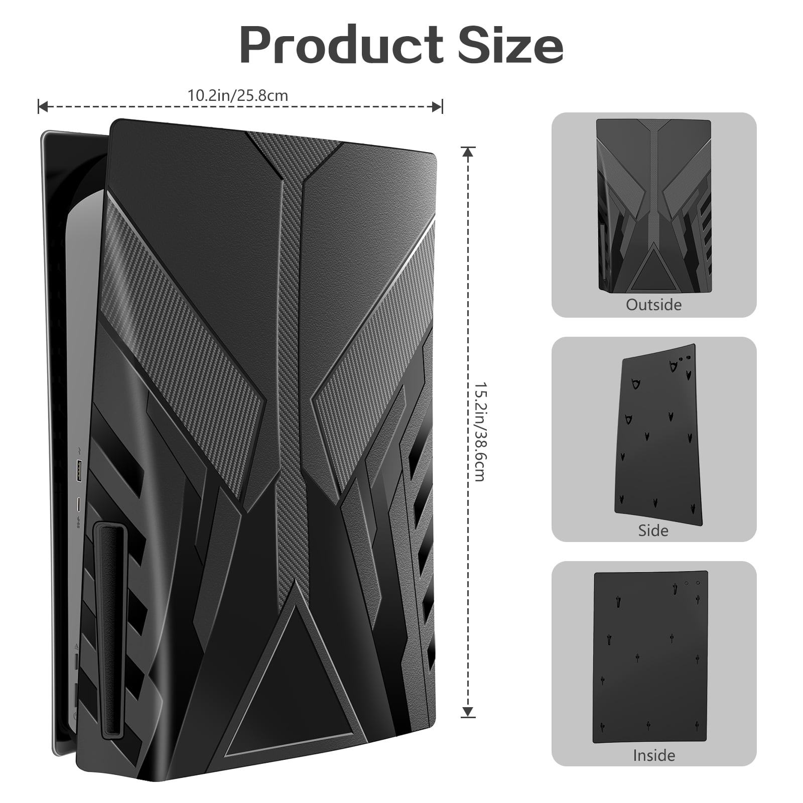 HEYSTOP PS5 Plates for PS5 Accessories, Anti-Scratch Dustproof Face Plates Replacement Accessories for Playstation 5 Disc Edition,Black