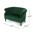 thumbnail image 3 of GDF Studio Bramhall Chesterfield Tufted Velvet Loveseat, Emerald and Dark Brown, 3 of 8