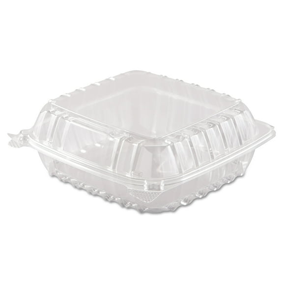 Dart ClearSeal Hinged-Lid Plastic Containers, 8.3 x 8.3 x 3, Clear, 250/Carton -DCCC90PST1