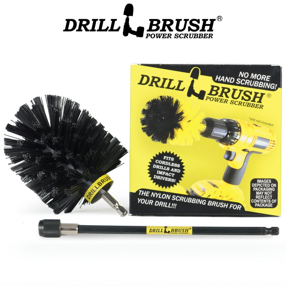 Drill Powered Nylon Bristle Cleaning Brush with Long Reach Extension by