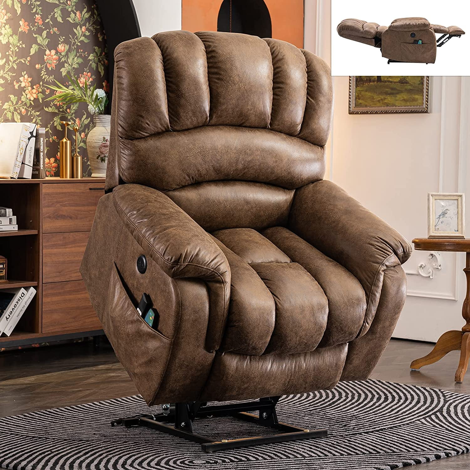 MEETWARM Large Dual OKIN Motor Power Lift Recliner Chair for Elderly