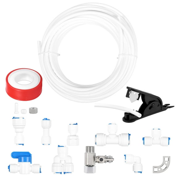 HKJUNFEI Refrigerator Water Line Kit Plastic Ice Maker Installation Kit Leak Proof RO System Water Line Kit for Quick Assembly