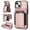 Rosegold, variant on Compatible WIth Magsafe 2 in 1 Detachable iPhone 14 Plus Shockproof Rugged Wallet Phone Case with Card Holder,Magnetic PU Leather RFID Blocking Flip Kickstand Credit Slots,White