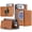 Brown, variant on Sanwo for Apple iPhone Duo Case with Detachable Magnetic Wallet, 5 Card Slots, Fold-Out Kickstand, Textured PU Leather Wallet and TPU Frame, Blue