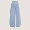 thumbnail image 4 of SGMVNU Girls' Denim Pants with Butterflies Printed, Fashion Loose Wide Leg Jeans with Pockets for Little and Girls, Size 7-8 Years, Blue#1, 4 of 6