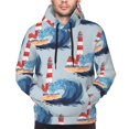 thumbnail image 4 of KLL Beacon In The Huge Waves Of The Surf Print Mens Hoodie Long Sleeve Casual Pullover Hooded Sweatshirt Fashion Drawstring Hoodies with Pocket-Large, 4 of 6