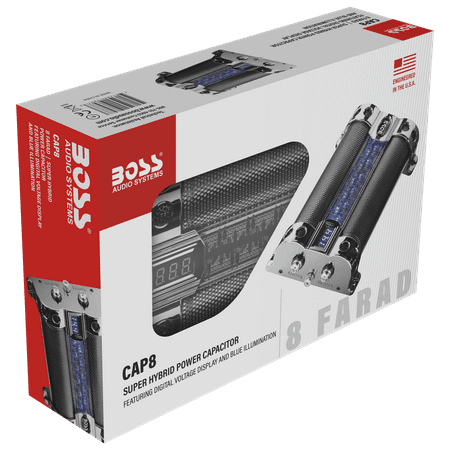 BOSS Audio CAP8 8 FARAD LED Digital Voltage Car Audio Power Capacitor