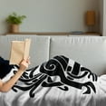 thumbnail image 3 of Celtic Soft Flannel Fleece Throw Blanket, Celtic Cultural Mythic Animal Deer in Traditional Ornament for Samhain, Cozy Plush for Indoor and Outdoor Use, 70" x 90", Black and White, by Ambesonne, 3 of 5