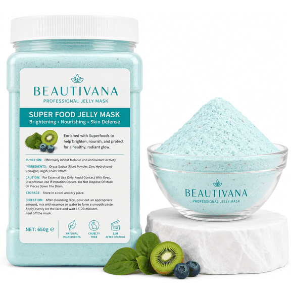 Beautivana Super Food Jelly Mask, 650 g Hydrating Peel-Off Mask Powder for Face