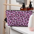 thumbnail image 5 of Toiletry Bag, pink lilac Leopard Leather Waterproof Travel Makeup Cosmetic Bag Organizer, Large Capacity Toiletry Bag for Travel Size Toiletries, Skin Care Bag for Women, 5 of 8
