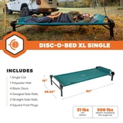 Disc-O-Bed Single Cot, Portable Sleep Solution for Tents & Cabins, Green, XL