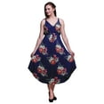 thumbnail image 1 of Bimba Robe Midi d'Été Imprimée à Fleurs pour Femmes, Col en V, Tenue de Vacances-TTG, 1 of 1