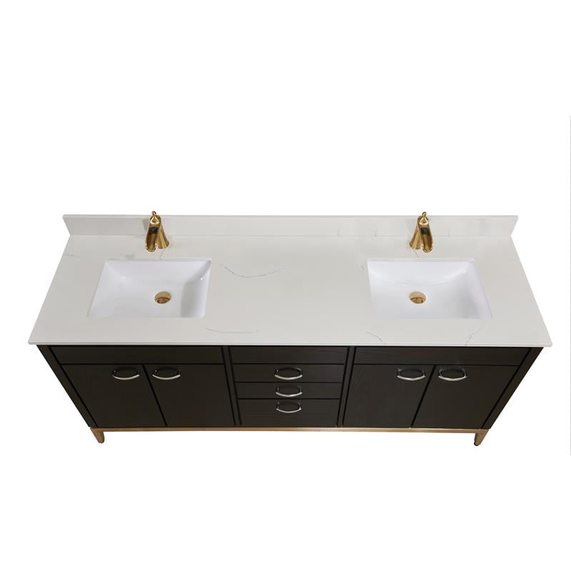 Double Vanity Top Milano White, 73 Vanity Top With Double Sink