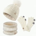 thumbnail image 2 of Karoyedx Little Girls Scarves Kids Winter Hat Gloves Scarf Set Girls Toddler Children Hats With Pom Knit Neck Warmer Gaiter Mittens Fleece Lined Set White Size,One Size, 2 of 3