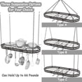 thumbnail image 4 of 33” Hanging Pot Rack Ceiling Mount, Black Metal Pan Rack Hanging with 15 Hooks, Oval Pots and Pans Hanging Rack, Ceiling Hanging Pot Racks with Grid, Pan and Pot hangers for Kitchen Cookware Utensils, 4 of 7