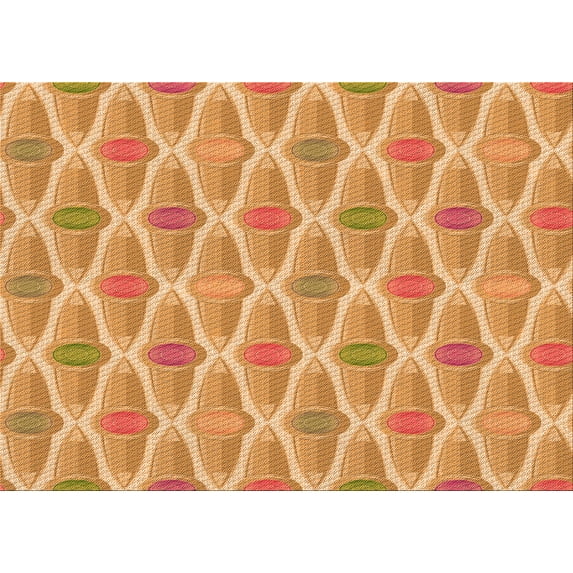 Ahgly Company Indoor Rectangle Patterned Neon Orange Area Rugs, 7' x 10'