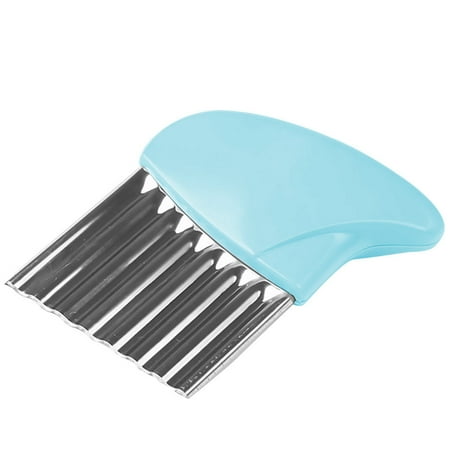 

15PCS Stainless Steel Fruit and Vegetable Wavy Chopper Potato Carrot Chip French Fry Crinkle Slicer Blue