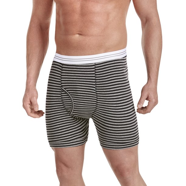 Harbor Bay by DXL Big and Tall Men's Assorted Boxer Briefs, Grey Stripe