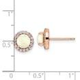 thumbnail image 2 of FJC Finejewelers 925 Sterling Silver Button Rose-tone Created Opal and CZ Halo Post Earrings 8 x 8 mm, 2 of 6