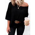 thumbnail image 2 of Sudadera con cuello redondo y manga 3/4 para mujer, 2 of 5