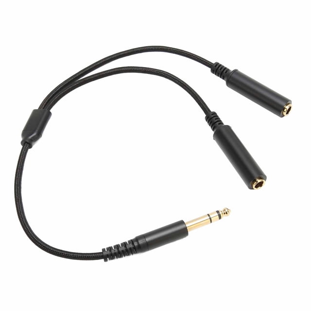 Cable divisor en Y de 6,35 mm con conector macho estéreo de 6,35 mm a conector hembra doble de 1/4 de pulgada y conector chapado en oro de 11,8 pulgadas.