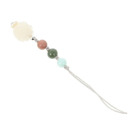 Image of Mobile Phone Chain Lanyard White Jade Pendant Beaded Bracelets Bodhi Purse Strap