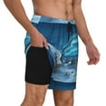 thumbnail image 2 of Kdxio Mountain Cottage In Snow Print Men'S Swim Trunks With Compression Liner 7 Inch Inseam Quick Dry Swim Shorts, 2 of 7