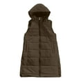 thumbnail image 7 of Long Puffer Vest Women Sleeveless Quilted Hooded Fall Winter Button Down Zip Up Puffer Vests Jacket Outwear, 7 of 7