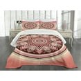 thumbnail image 2 of Ambesonne Pink Quilted Bedspread Set 3 Pcs, Boho Manadala Retrospective, King Size, Dried Rose Peach, 2 of 4