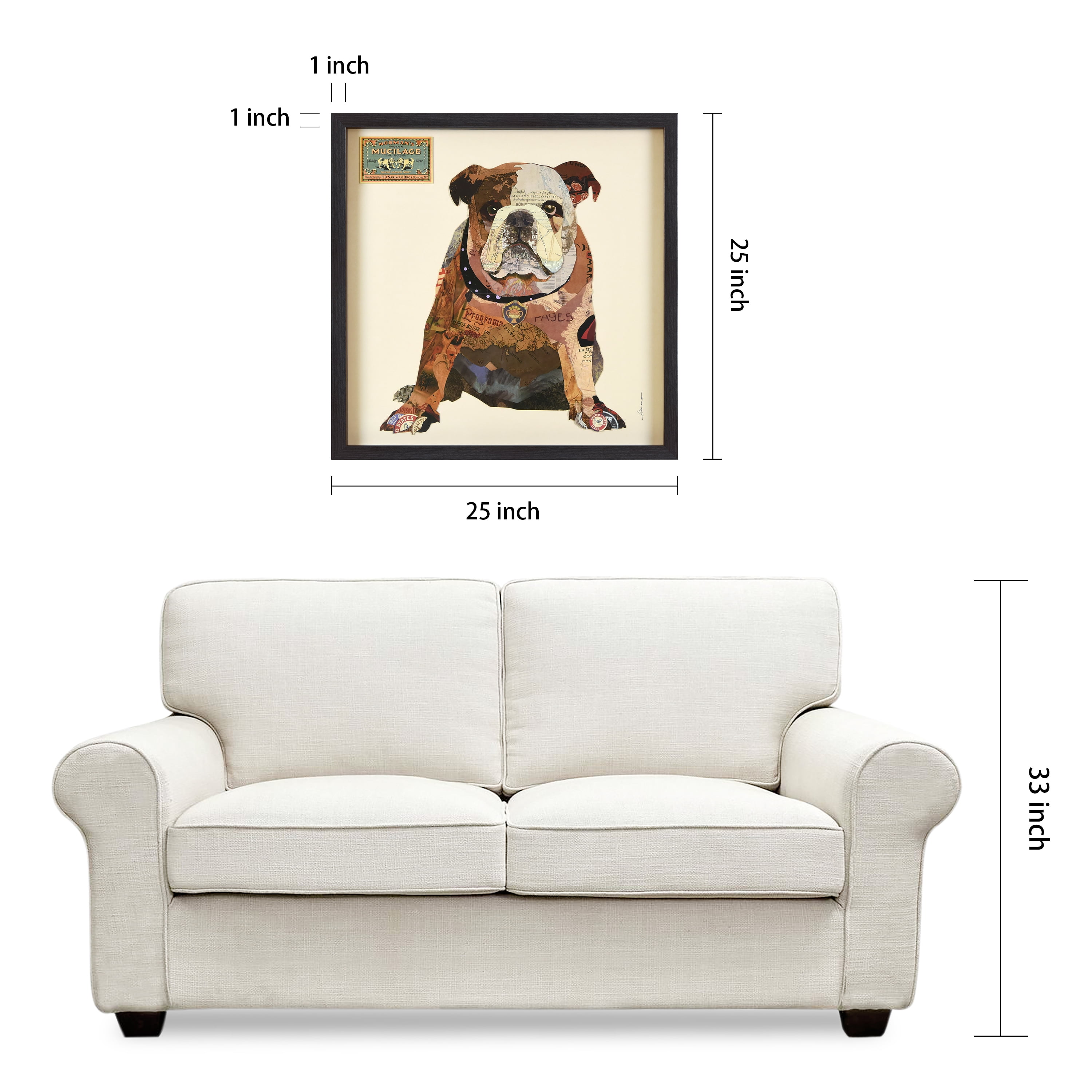 Empire Art 'Men's Best Bully' Hand Made Signed Art Collage by EAD Artists Co-op under Tempered Glass in Black Frame