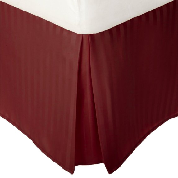 Striped Soft & Wrinkle Free Microfiber Bed Skirt, 15" Drop, Burgundy, King