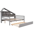 thumbnail image 2 of Kacho Wood Platform Bed for Full Size Platform Bed with Trundle and Shelves, Wood Platform Bed with Storage, Wood Bed with Platform, House Bed Shape Bedframe, Gray, 2 of 7