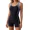 Blue, variant on Women's Colorblock Athletic Boyleg One Piece Swimsuit, Racerback Modest Bathing Suit with Sewn-in Bra for Swimming Training Surfing