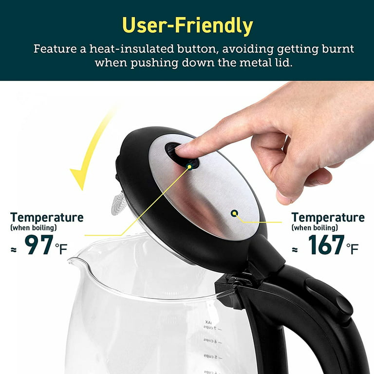 COSORI Electric Tea Kettle for Boiling Water, Stainless Steel Filter,  1.7L/1500W, Hot Water Boiler, Wide Opening&Automatic Shut Off, BPA-Free,  Black