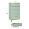 thumbnail image 4 of Commode Cannelée à 5 Tiroirs, Haute Commode Moderne en Bois avec Poignée en Métal, Commode pour Chambre, Salon, Couloir, Vert, 4 of 8