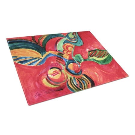 

Caroline s Treasures Red Flowers and berries Glass Cutting Board Large