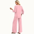 thumbnail image 6 of Two Piece Sets for Women Lounge 3/4 Length Sleeve Womens Tops and Pants Summer Outfits Pink 2XL, 6 of 6