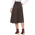 thumbnail image 3 of INSPIRE CHIC Work Midi Skirt for Women Button Down High Waist Fall Winter Vintage Skirts M Brown, 3 of 6