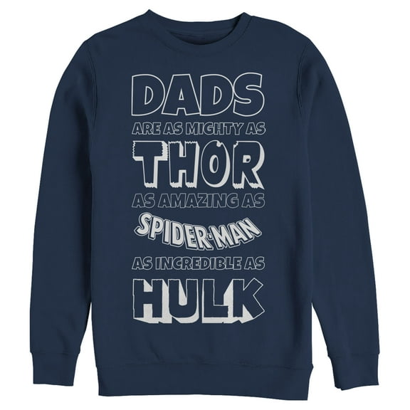 Men's Marvel Father's Day Avengers Dad Traits  Sweatshirt Navy Blue Medium