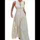 thumbnail image 2 of Vestido Midi Informal de Verano para Mujer, con Escote en V Profundo, Cremallera, Mangas , Cintura Elástica Fruncida y Bolsillos. Crema S, 2 of 10