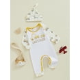 thumbnail image 3 of Suealasg Baby Boy Full Length Jumpsuit Long Sleeve Crew Neck Letter Truck Print Romper +Hat 3 6 12 18 24 Months Fall Coming Home Clothes for Newborn Boy, 3 of 7