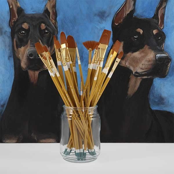 Creative Mark Paint Brush Set - Qualita Golden Taklon Value Brush Set - Long Handled Artist Paint Brushes For Watercolors, Acrylics, Gouaches, and Inks