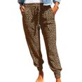 thumbnail image 3 of Liacowi Women Loose Leopard Printed Lace-up Waist Long Pants with Pockets, 3 of 5