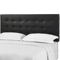 Contemporary Modern Urban Designer Bedroom Full and Queen Size Tufted Headboard, Faux Vinyl Leather, Black