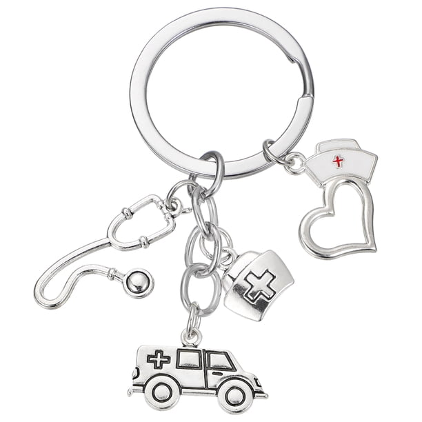 Llavero de metal médico ambulancia doctor Nurse Memorial aleación del anillo dominante creativo Llavero lindo regalo de moda fuera de la Florida