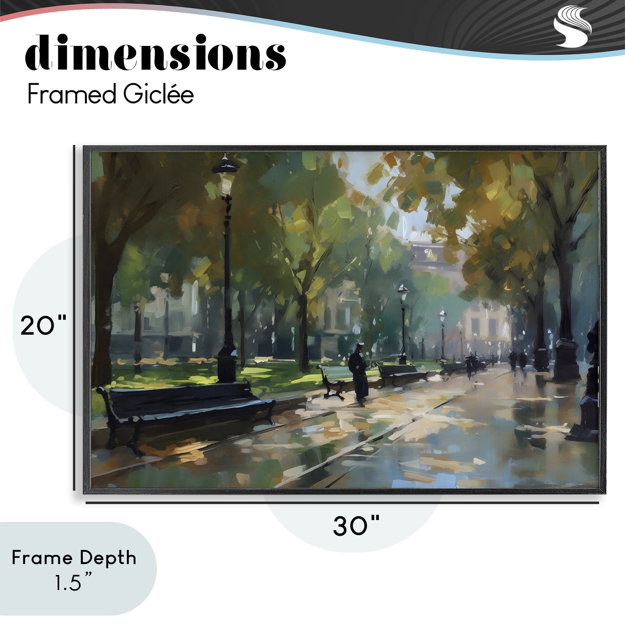 Stupell Industries Park Promenade on Rainy Day Black Framed Giclee Art, design by Creative Studio