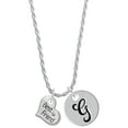 thumbnail image 1 of Delight Jewelry Silvertone Small ''Best Friend'' Heart Silvertone Script Initial Disc - G - Charm Necklace, 20"+3", 1 of 4